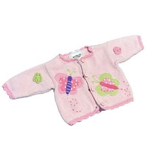 ArtWalk Baby Girl Pink Butterfly Cute Colorful Knit Sweater Cardigan 6 Months